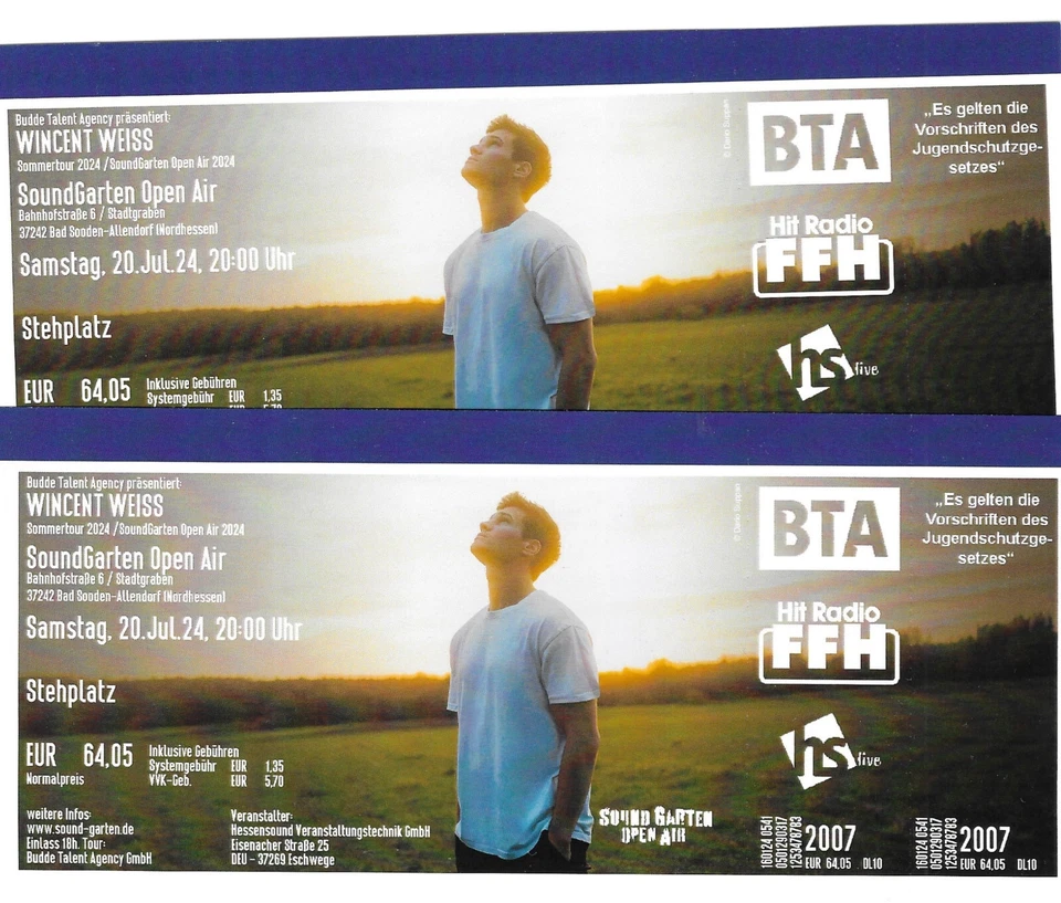 Ticket SoundGarten Open Air  Wincent Weiss 20. 07. 2024 - Bild 1 von 1