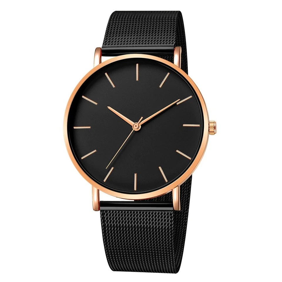 Simple Watch for Ladies Stainless And Steel Band Black Gold Silver With Box   - Image 1 of 1