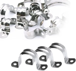 M40 (1 1/2 Inch) Stainless Steel Rigid Pipe Hole Strap,With 2 Holes Cable - Picture 1 of 7