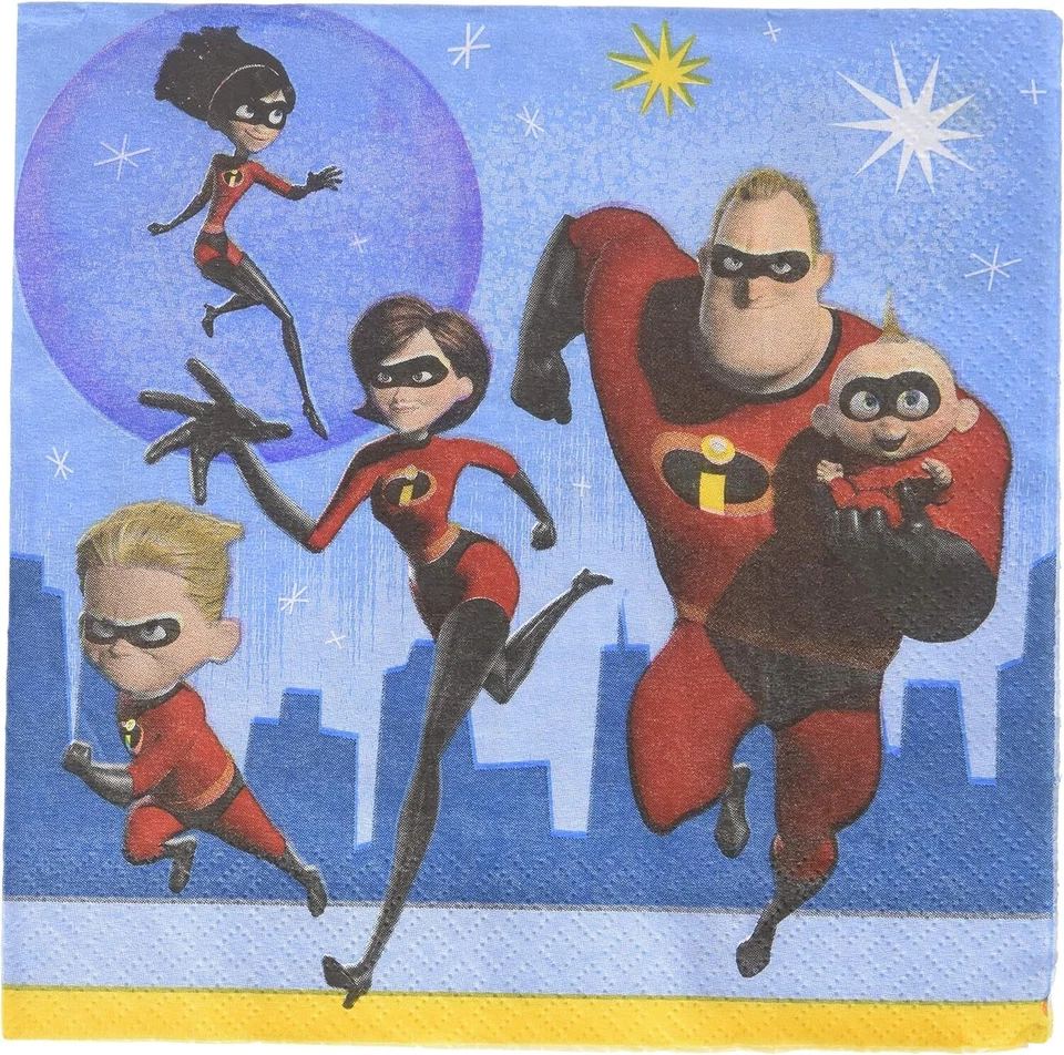 Incredibles 2 迪士尼皮克斯电影儿童生日派对纸午餐餐巾纸 — 第 1/1 张图片