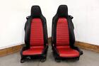 17-19 Fiat 124 Spider Pair LH&RH OEM Leather Bucket Seats Set (Nero/Rosso Red)