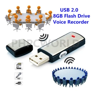 8GB DIGITAL VOICE AUDIO RECORDER DICTAPHONE USB MEMORY STICK ALLOY BLACK - Picture 1 of 2