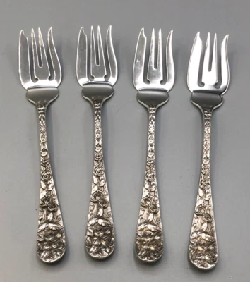 Набор из 4 салатных вилок Baltimore Rose из чистого серебра от Schofield 6,25 дюйма - Изображение 1 из 4