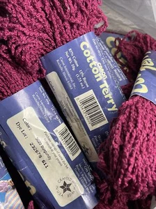 16 SKEINS! + Extra Caron Cotton Terry Yarn Color #5020 Burgundy Same Lot VTG NOS - Picture 1 of 4