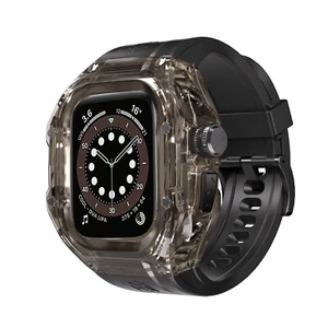 49mm Crystal Transparent Case Rubber Band RM Style Mod Kit For Apple Watch Ultra - Picture 1 of 20