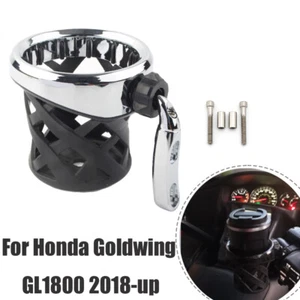 Chrome Handlebar Cup Holder Drink W/ Mesh Basket Mount For Honda Goldwing GL1800 - Picture 1 of 9