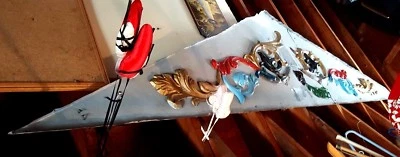 Gable PEDIMENT House c1880 TIN 126"L x 27"H x 4"D GREEK GODDESS FACE Steampunk  - Image 1 of 4