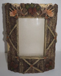 Northwoods Rustic Curved Bark Resin Moose Antler Picture Frame 4x6 - Picture 1 of 4