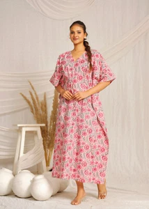 Hermoso Vestido Caftán Indio Para Mujer Estampado Kaftán Ropa de Fiesta - Imagen 1 de 8