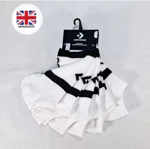 Mens Socks Size 6-11 White 6 Pairs CONVERSE Half Cushion Low Cut Trainers Socks - Picture 1 of 8