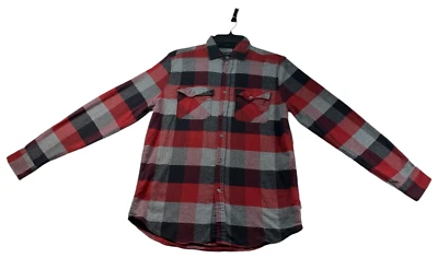 Рубашка Kenneth Cole на пуговицах мужская размер Small красные черные клетчатые карманы приталенная - Изображение 1 из 4