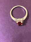 NEW STERLING SILVER LADIES RING WITH GARNET AND DIAMONDS( TESTED) SIZE 9  CTM0
