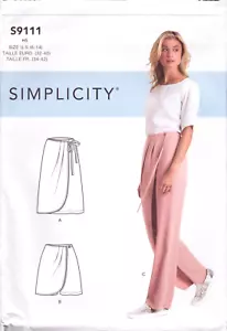 Simplicity Pattern S9111 ~ Misses Faux Wrap ~ Pants ~ Skirt ~ Shorts ~ Size 6-14 - Picture 1 of 5