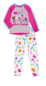 Trolls Music Brings Us Together Polyester Jersey, Fleece Pajama Set, Size 7/8 - Picture 1 of 1