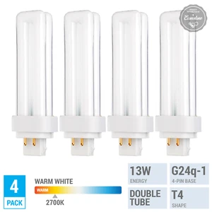 Pack REPLACES PHILIPS 383257 13W/827/4P/ALTO Double Tube 4-Pin G24Q-1 Warm White - Picture 1 of 5