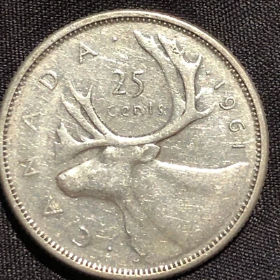 1961 Canada 25 Cents Silver Coin - VF (Very Fine) condition - Image 1 of 4
