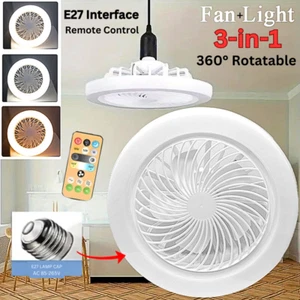E27 LED Ceiling Fan+Light 3-in-1 Remote Control Lightening Fan 3 Mode Rotatable - Picture 1 of 8