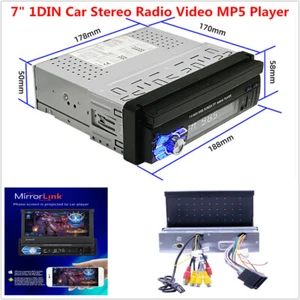 7" 1DIN Car Stereo Radio Video MP5 Player GPS Bluetooth Retractable Screen Set - Picture 1 of 12