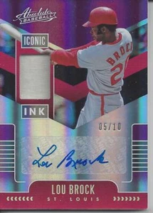 LOU BROCK 2020 PANINI ABSOLUTE RED ICONIC INK AUTO AUTOGRAPH JERSEY #ED 5/10 SSP - Picture 1 of 1