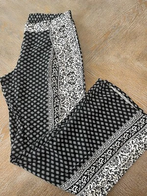 Bebop Negro/Blanco Floral Informal/Pantalones de Salón Grande Cintura Elástica 32” Entrepierna 30” Foto 1 de 4