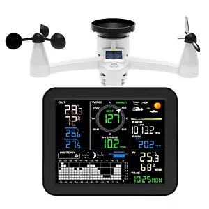 Weather Station Wireless Indoor Outdoor with Rain Gauge and Wind Speed/Direction - Picture 1 of 8