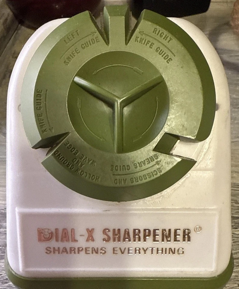 Винтажный DIAL-X точило ножи ножницы лезвия зеленый и белый ретро зеленый - Изображение 1 из 4