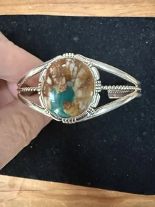 Navajo James Francisco Royston Boulder Türkis Sterlingsilber Manschette 6 3/4 Zoll - Bild 1 von 6