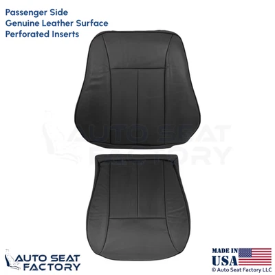 Mercedes Benz Clase E E E430 1996-2002 cuero genuino cubiertas laterales de pasajero negras Foto 1 de 4