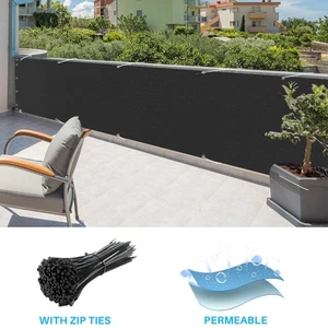 35in Balcony Privacy Fence Screen Windproof Shade Cover for Apartment Deck Black - Picture 1 of 8