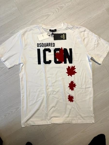 Dsquared2 T-Shirt Mens 3XL White Maple Leaf Icon Spell Out Graphic Print Preppy - Picture 1 of 13