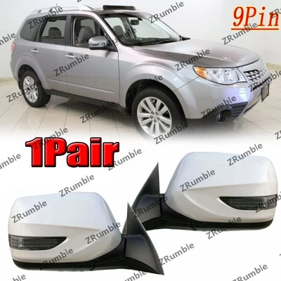1Pair For Subaru Forester 2011 2012 Rearview Mirror Heated LED Turn signal 9Pin - Image 1 of 4