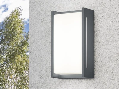 Eckige LED Wandlampe für drinnen & draußen, Aluminiumguss anthrazitfarbig, IP54 - Bild 1 von 4