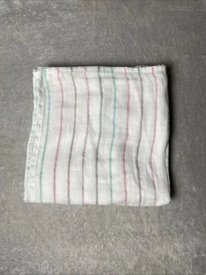 Manta Bebé Ideal Muselina Rayas Envoltura Blanco Rosa Gris Verde Seguridad Lovey Foto 1 de 4