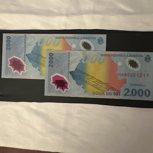 2 count Romania 2000 Lei 1999 Polymer - Picture 1 of 2