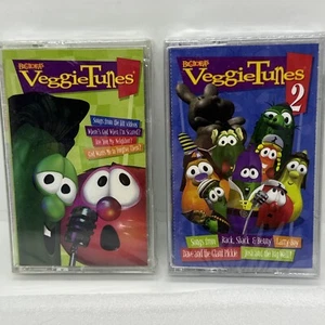Lot 2 SEALED Vintage 1998 VeggieTales VeggieTunes 1 & 2 Cassette Tapes Big Idea - Bild 1 von 7