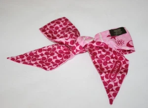 Coach Bandeau Pink White Logo Handbag Scarf Headscarf Designer 100% Silk - Picture 1 of 13