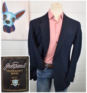 Jack Nicklaus Tournament Series Mens Gold Button Blazer Jacket Blue Sz 43L - Picture 1 of 11