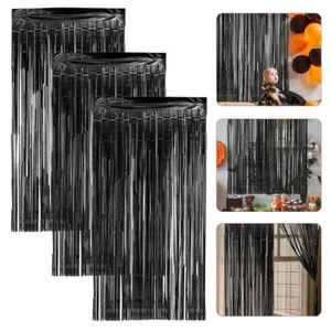 3pcs Party Foil Fringe Curtains Birthday Party Photo Backdrop Party Metallic - Picture 1 of 12