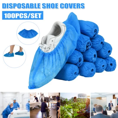 100Pcs Disposable Shoe Boot Covers Non Slip Indoor Outdoor Home Cleaning Safety - Imagem 1 de 4