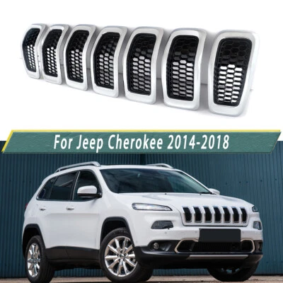 For Jeep Cherokee​ 2014-2018 Chrome & Black Honeycomb Mesh Grille Grills Inserts - Изображение 1 из 4