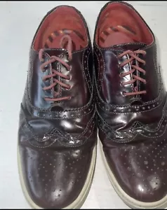Base London casual oxford SAA01659 ALDANITI LEATHER Maroon 9.5 or size 42 Mens - Picture 1 of 12
