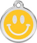 Red Dingo Dark Smiley Yellow Tag - Lifetime Guarantee - Cat, Dog, Pet Id Tag Eng