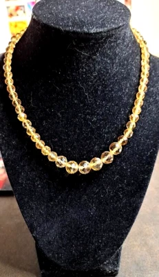 Citrino Champagne Cuadros Corte/Cuentas Graduadas Facéticas 14k GF Cierre Collar Foto 1 de 4