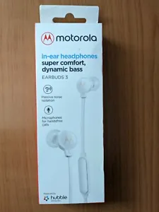 Motorola EarBuds 3 Wired Super Light Comfort Headset 3.5mm jack hands-free White - Picture 1 of 4