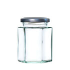 Hexagonal Glass Jam Jars With Lids, 190ml, 8oz for Chutney, Honey, Pickle