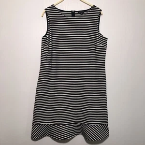 Land's End Kleid Damen 18 dunkelblau weiß Streifen ärmellos Volant Ponte - Bild 1 von 9