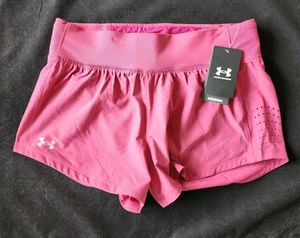 UNDER ARMOUR WOMEN'S LAUNCH PERF SPEEDPOCKET 3” SHORTS BERRY # 1383163-NWT - Picture 1 of 7