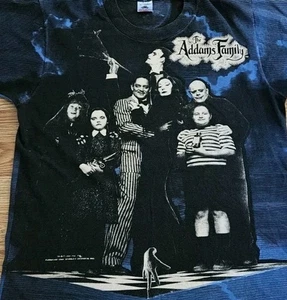 Vintage 90s The Addams Family AOP T-Shirt Stanley Desantis Large Single Stitch - Picture 1 of 11