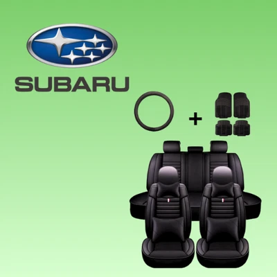 Роскошный кожаный чехол на сиденье для всех Subaru черная подушка 5 сидений индивидуальная подгонка - Изображение 1 из 4