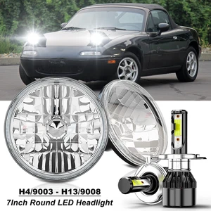 DOT Approved 7" inch Round Led Headlight High-Low Beam Fit Mazda Miata 1990-1997 - Picture 1 of 16